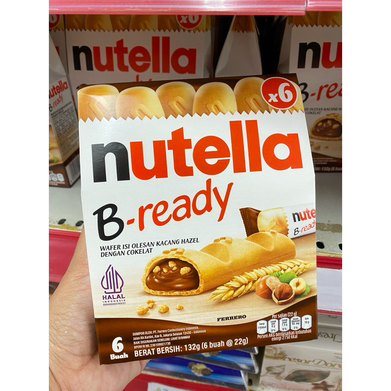 

Nutella B-Ready 132 Gr isi 6 Pcs Biskuit Wafer Kacang Hazelnut Cokelat / Nutella Coklat