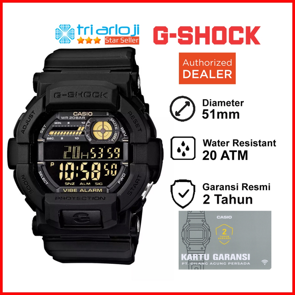Casio G-Shock GD-350-1BR Jam Tangan Pria GSHOCK GD-350-1B GD-350 GD350 GD-350-1 Hitam Digital
