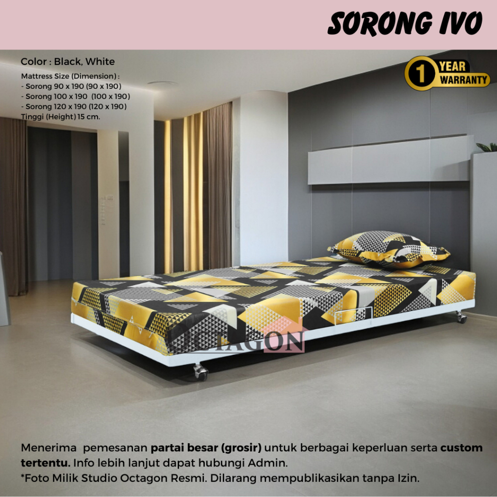 90x200 Ranjang Besi Sorong IVO Minimalis