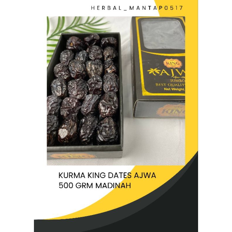 

kurma Ajwa King Dates 500 grm Asli l Kurma Nabi Super Asli Madinah l Super Food