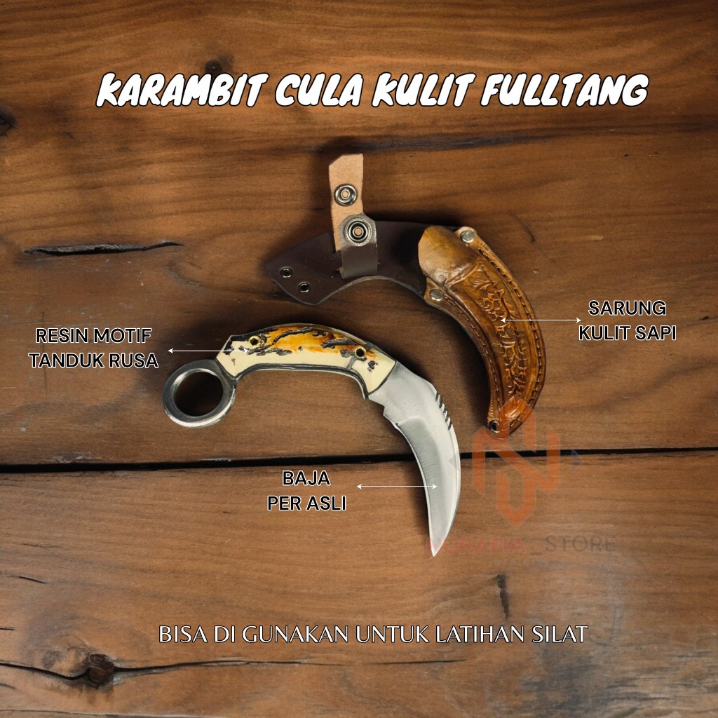 NS - Karambit. Tajam Asli Sarung Kulit Fulltang