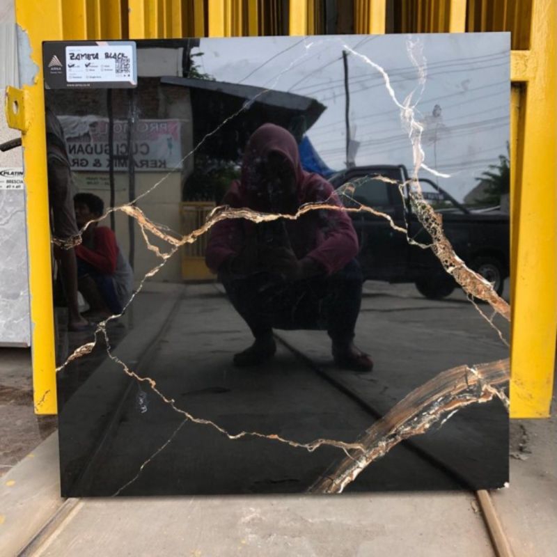 Granit Lantai 60x60 hitam motip zameta black arna