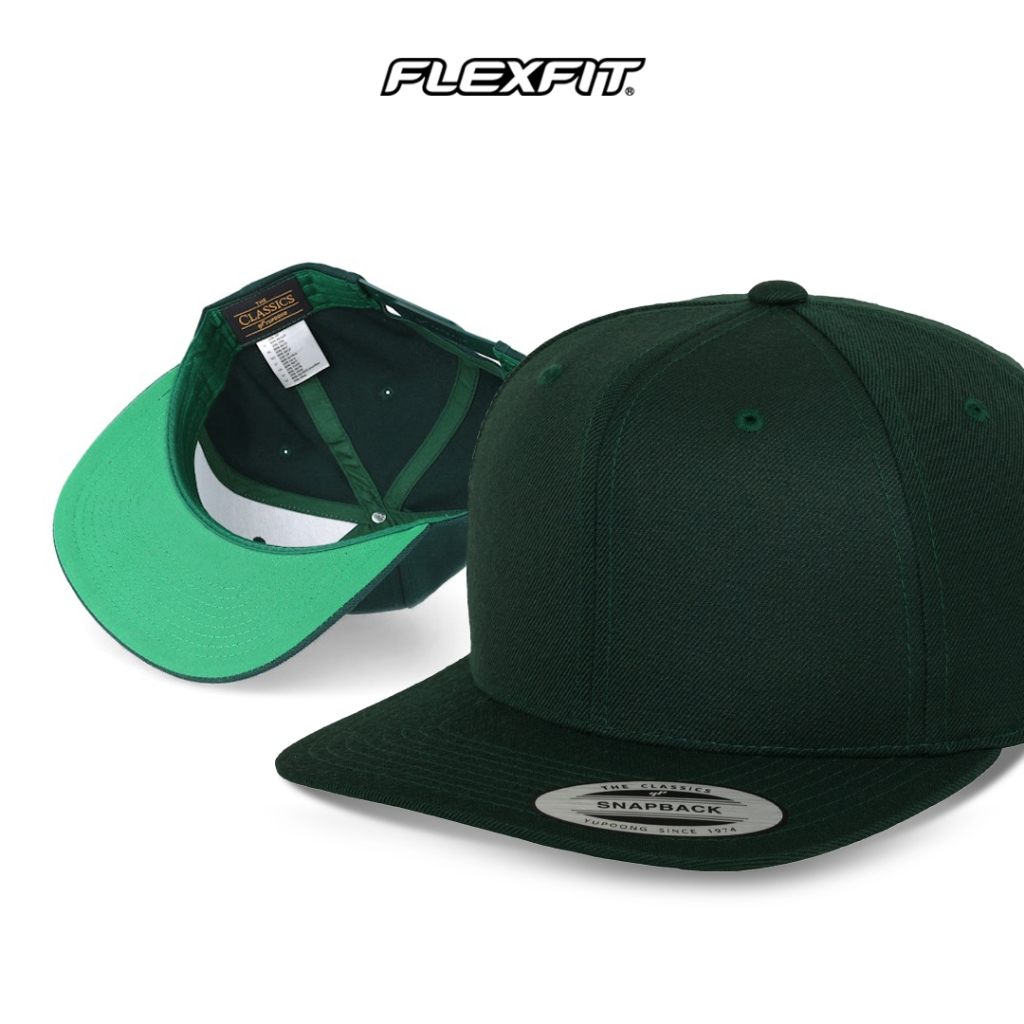 Flexfit Yupoong Topi Snapback Hat Polos Pria Original Import Hijau 6089M
