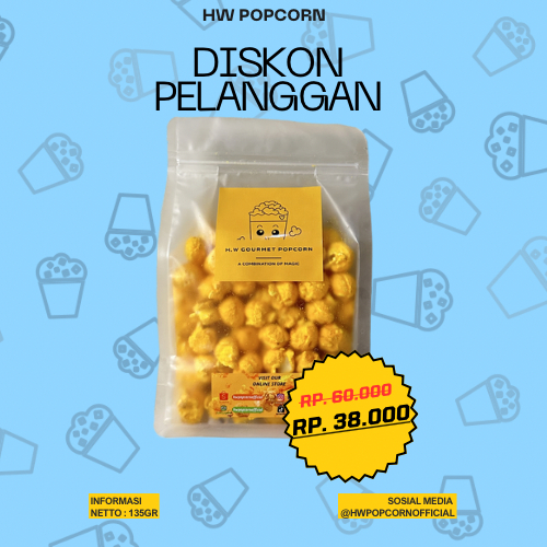 

HW Popcorn | 105gr Cheddar Cheese | 100% Halal | Camilan Keluarga