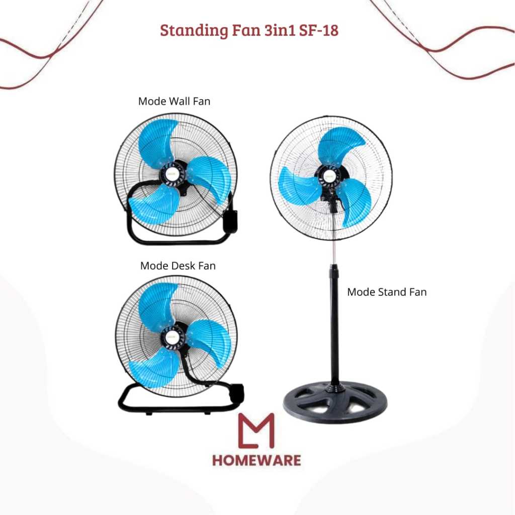 Kipas Angin SF-18 3 in 1 Multifungsi Kipas Berdiri / Kipas Dinding / Kipas Meja 18 inch Kipas Angin 