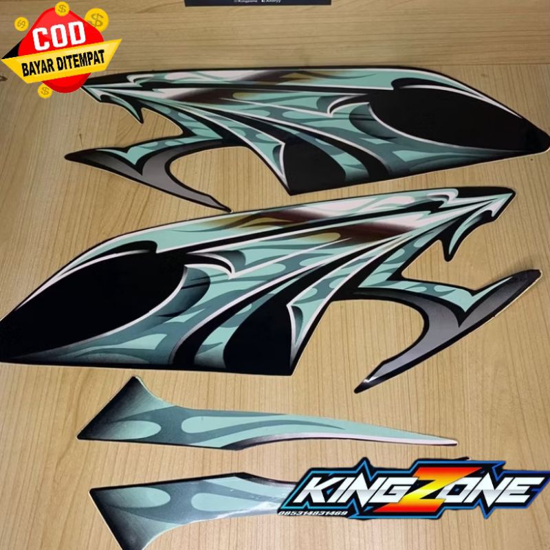 STRIPING STIKER RX KING RXKING TAHUN 2006 HITAM HIJAU KUALITAS ORIGINAL