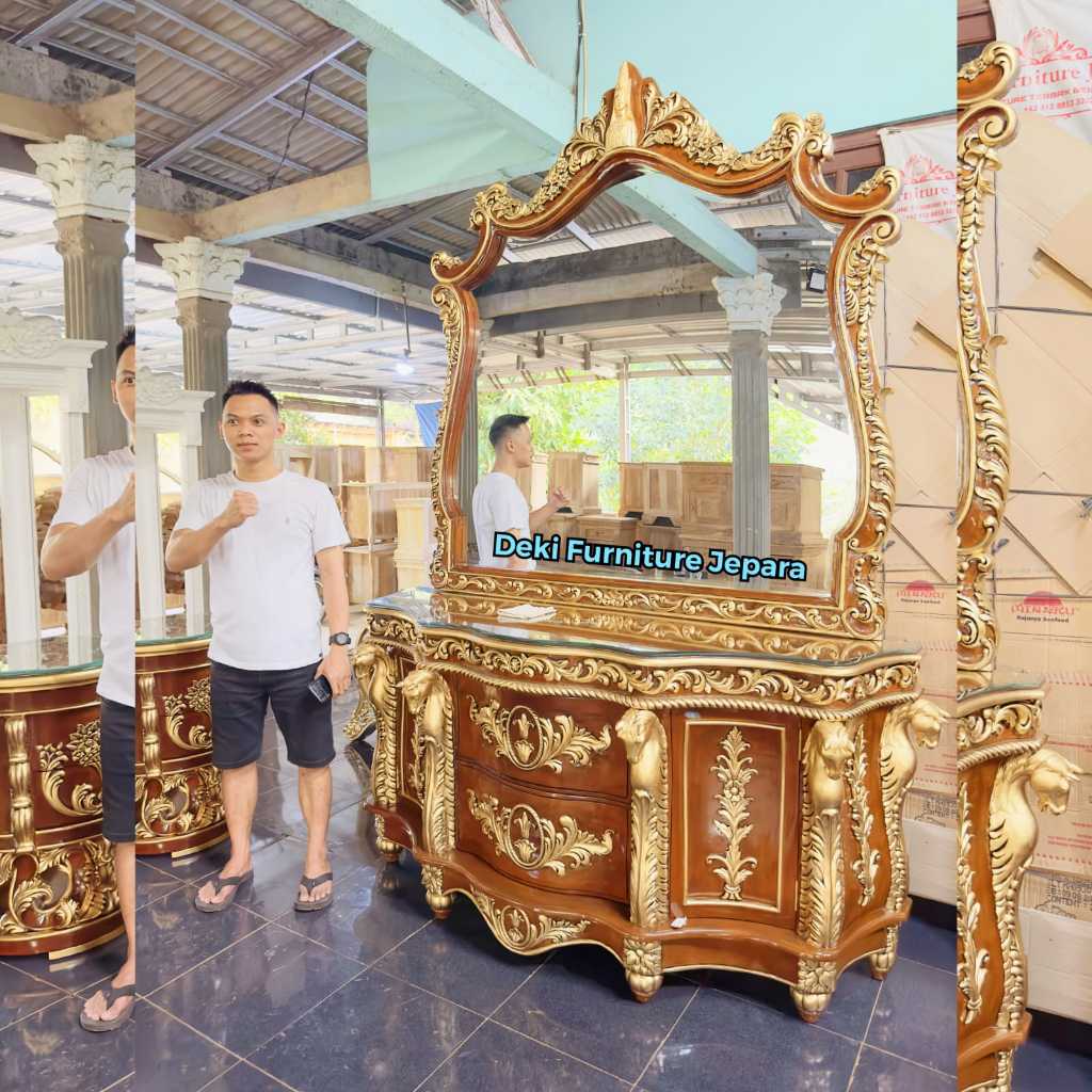 Meja Rias Asli Jepara Terbaru Kayu Jati Ukir Mewah Meja Hias Makeup Minimalis Aesthetic Tolet