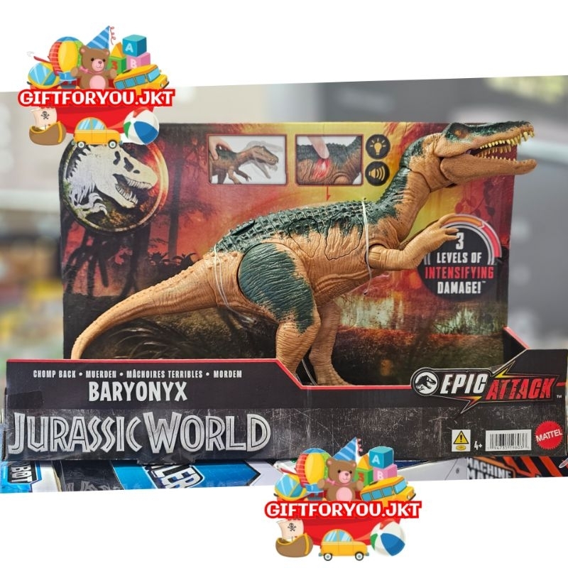 Jurassic World Baryonyx Chomp Back Mainan Anak Dinosaurus Original Mattel Figure Toys