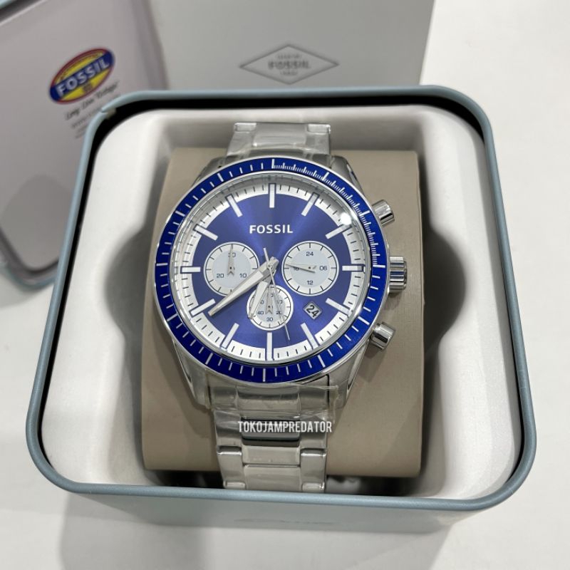 JAM TANGAN PRIA FOSSIL BQ1257 SILVER BLUE ORIGINAL