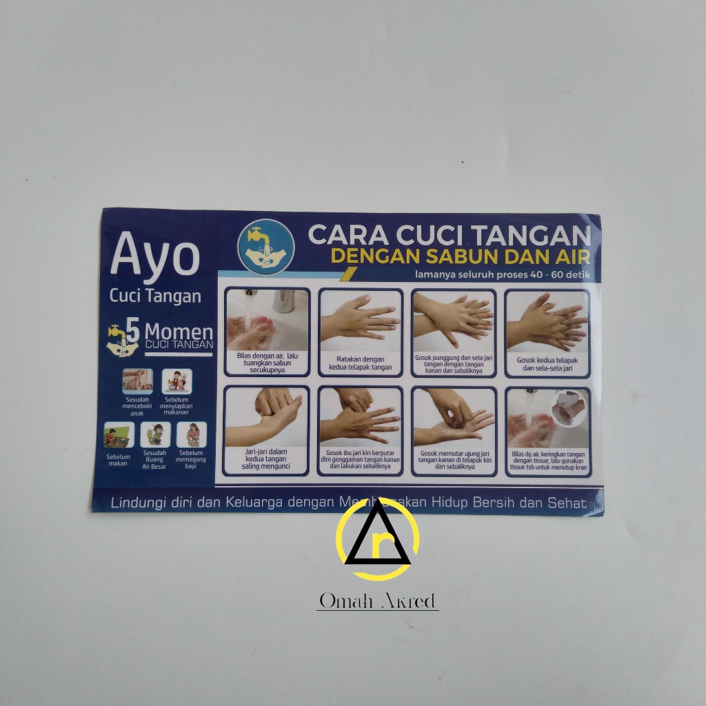 

Stiker Cuci Tangan RT - Cuci Tangan Rumah Tangga - 5 Momen Cuci Tangan