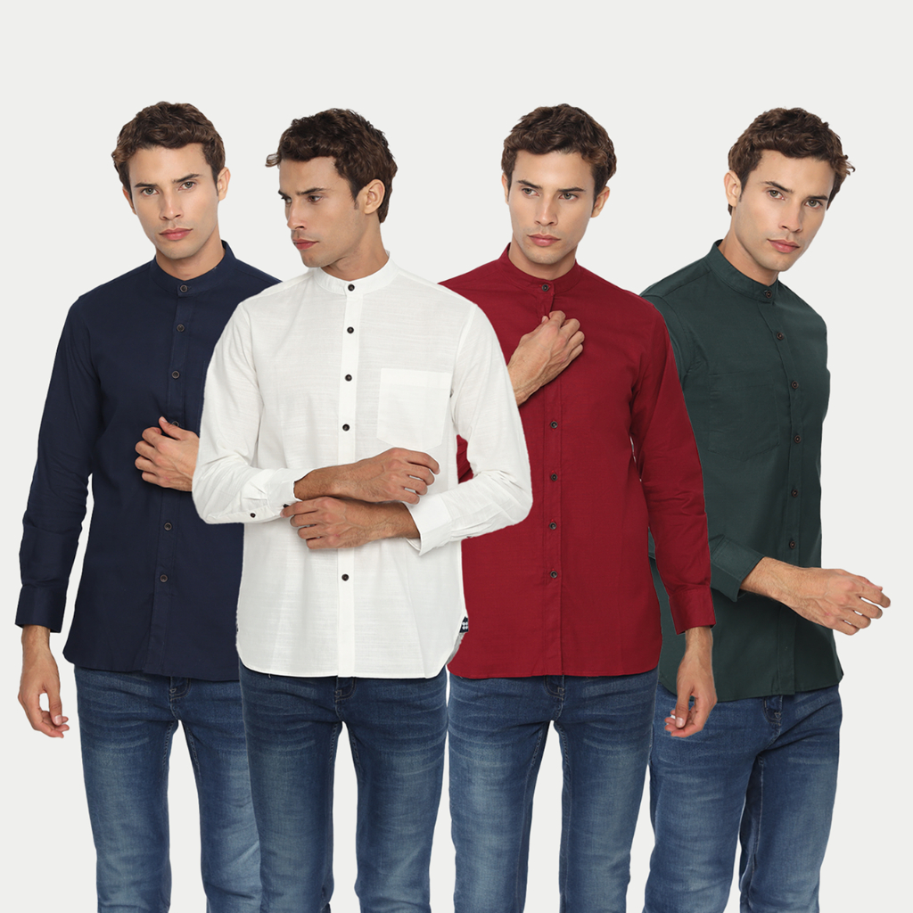 Salt n Pepper Kemeja Basic Lengan Panjang Pria White Navy Green Maroon