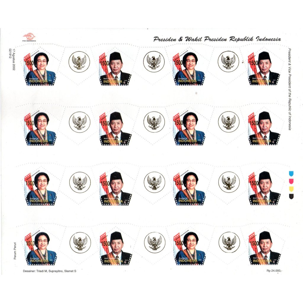 

Fullsheet Presiden Indonesia Megawai Hamza Haz 2002 Prangko SHP Special