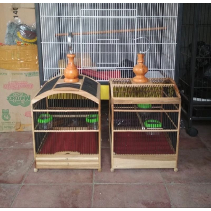 Kandang kotak kayu jati jinakin burung jari" rapet