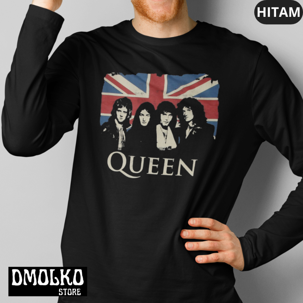 Kaos Tangan Panjang Pria Band Queen 4 | Long Sleeve | Kaos Lengan Panjang | Anak | Bigsize | Jumbo |