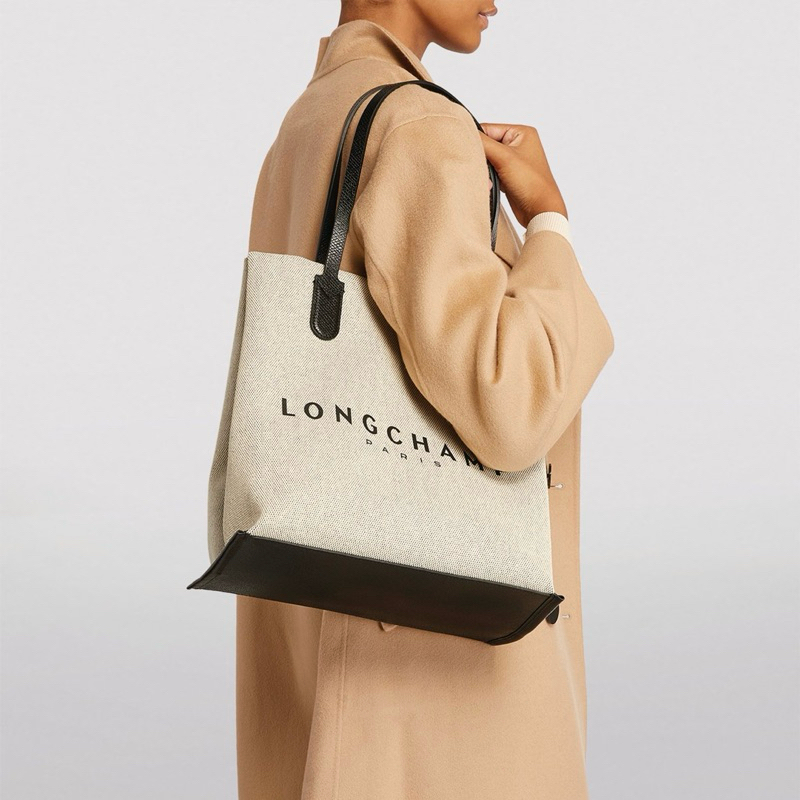 Original Long*champ LC Large Roseau Essential L Shopper Toile Tote Bag in Canvas