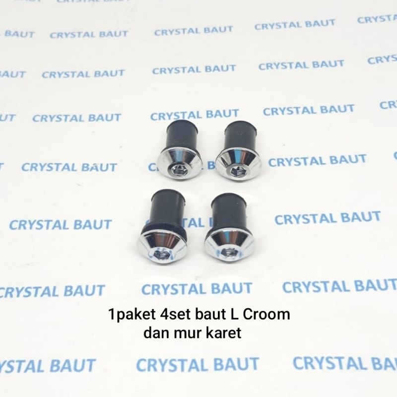 ( 1paket  ) Baut L Chrome 4pcs Dan 4pcs  Mur Visor Tipis Baut Visor Vixion Aerox Ninja Satria Fu Xri