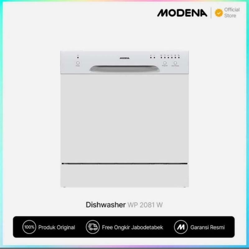 Modena WP 2081 W - Mesin Pencuci Piring Kapasitas 12 Tempat Setting, Putih, 60x85x60 cm