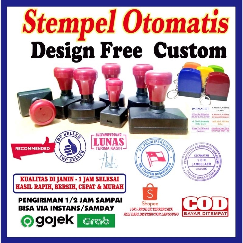 Stempel kecil, Stempel Logo, Stempel lunas, stempel nama, stempel tanda tangan, Stempel otomatis