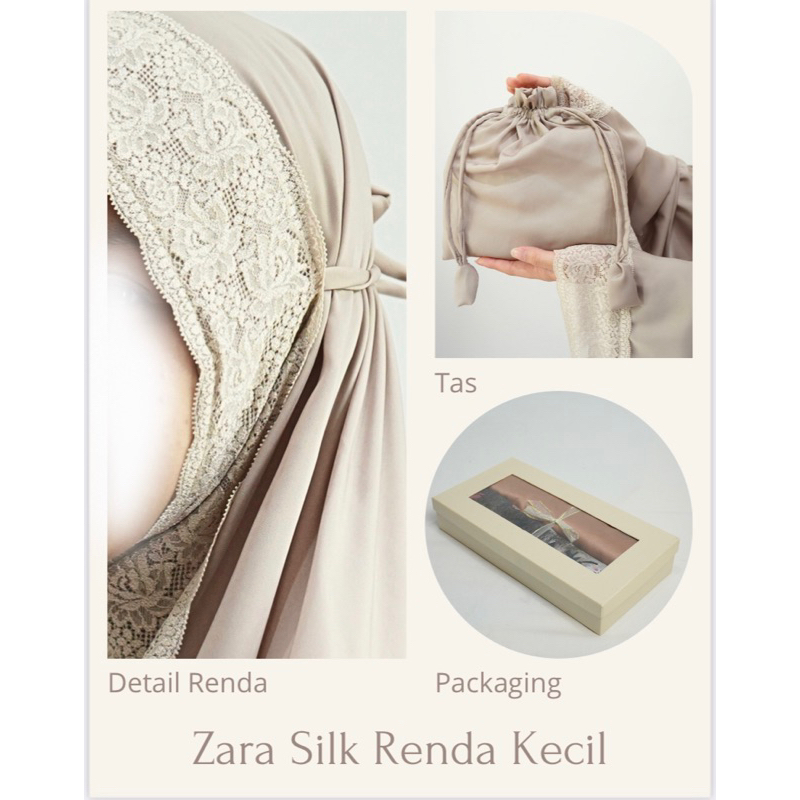 Mukena Polos Zara Silk Renda Kecil