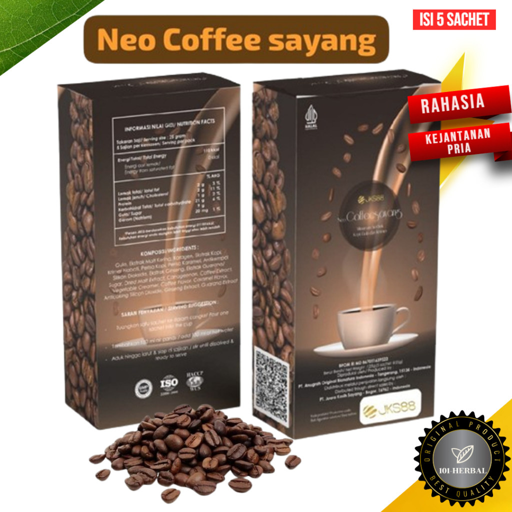 

NEO KOPI SAYANG /KOPI SAYANG stamina pria herbal original BPOM 1BOX 5 SACHET kemasan terbaru