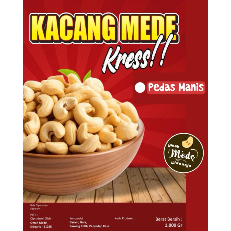 

kacang mede mete utuh varian pedas manis crispy kemasan 250gr kacang mente