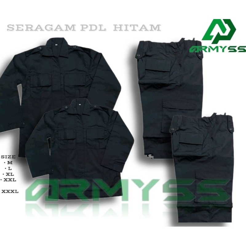 SERAGAM PDL HITAM BAJU CELANA PDL HITAM