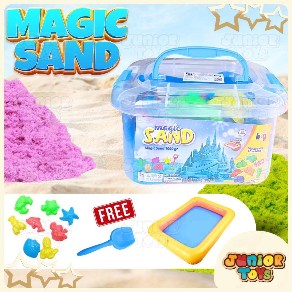 Mainan Pasir Ajaib Magic Sand 1kg Bonus Cetakan dan Kolam Permainan Edukasi Anak