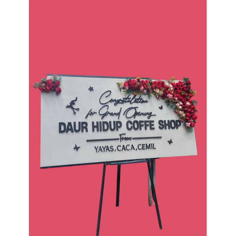 papan bunga karangan bunga rustic