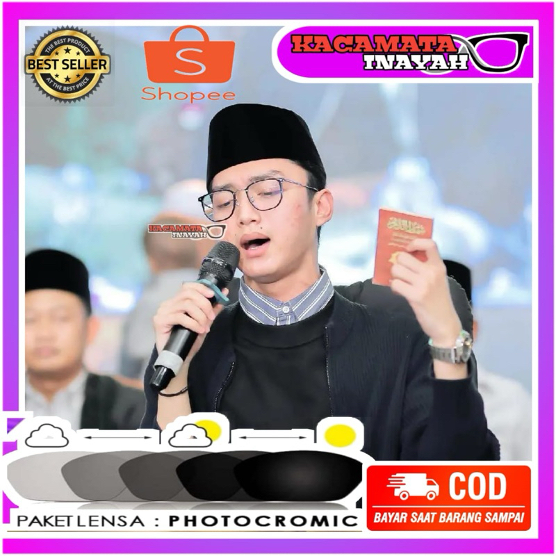 Kacamata Gus Azmi Anti radiasi Lensa Bluecromic normal dan minus cylinder | kacamata photocromiac | 