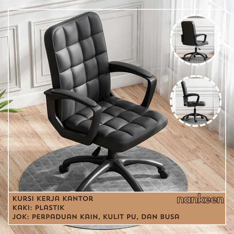 nankeen - Kusi Kerja Kantor Leather Putar Naik Turun/Kursi Keja Kantor Kulit/Office Chair Lift Swive