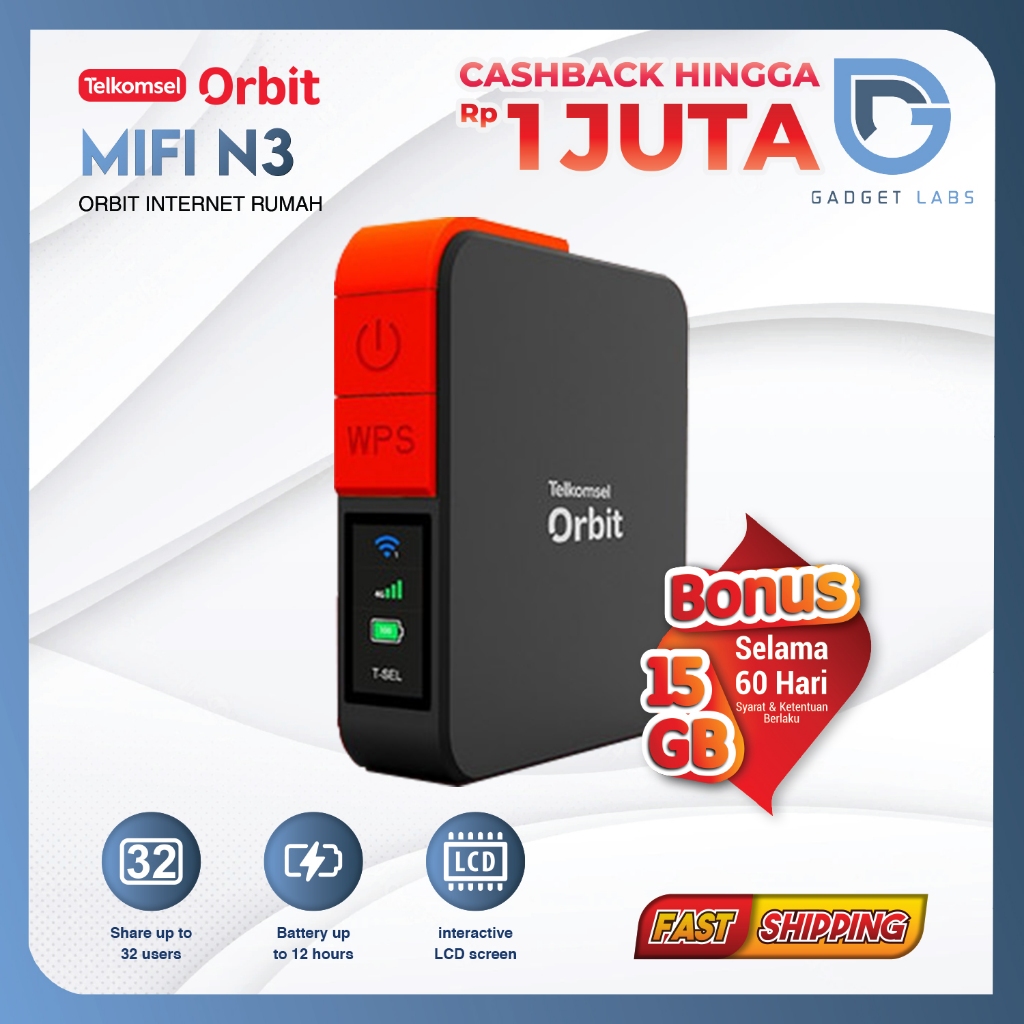 Telkomsel Orbit Mifi N3 | HKM M23 Modem Mifi Wifi 4G Portable | High Speed Bonus Data