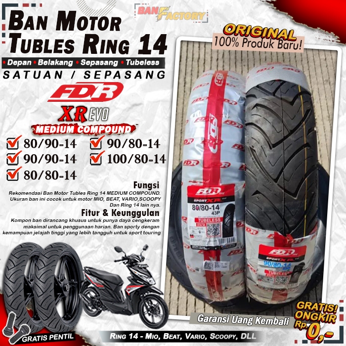 Ban Motor Beat FDR Xr Evo Ring 14 Tubles Ban Motor Tubeless Mio Beat Vario Scoopy Ring 14 Tubles