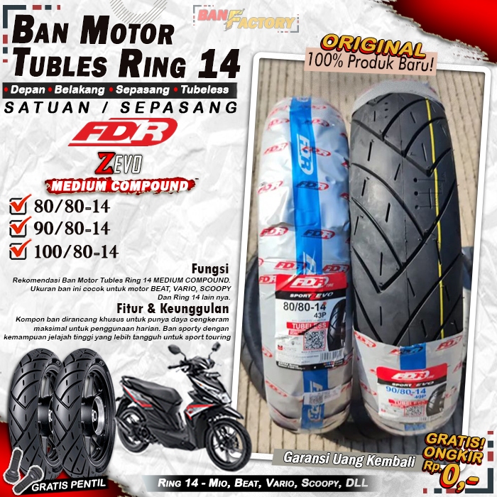 Ban Motor Beat FDR ZEVO Ring 14 Tubles Ban Motor Tubeless Mio Beat Vario Scoopy Ring 14 Tubles