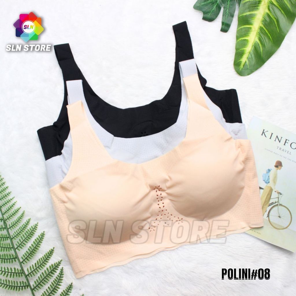 SLN - (3pcs) SPORT BRA SEAMLESS BH PEREMPUAN POLINI TANPA KAIT SUPER LEMBUT - POLINI 08