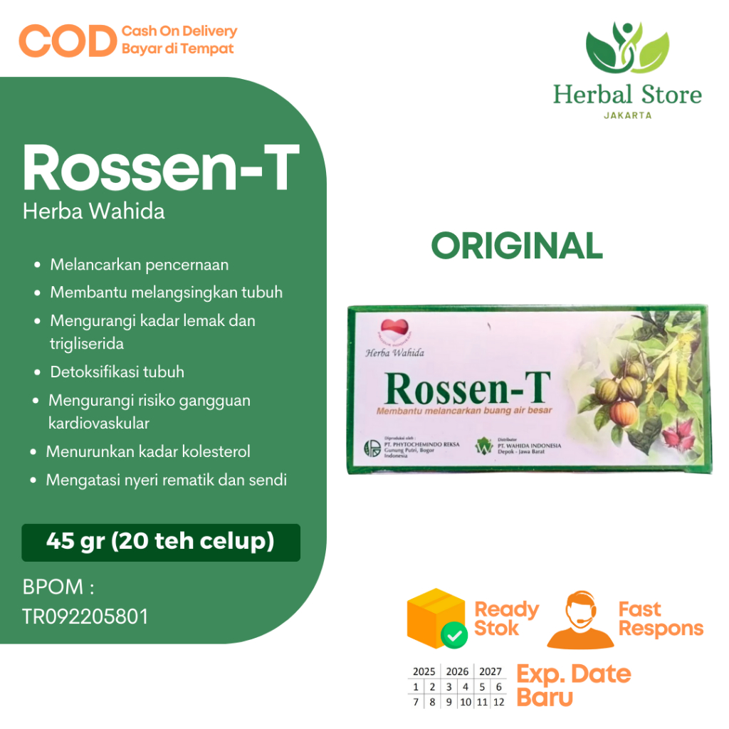 Rossen-T Slimming Detok Tea Teh Hijau Pelangsing Tubuh Detok Melancarkan Pencernaan Tea Asli Origina