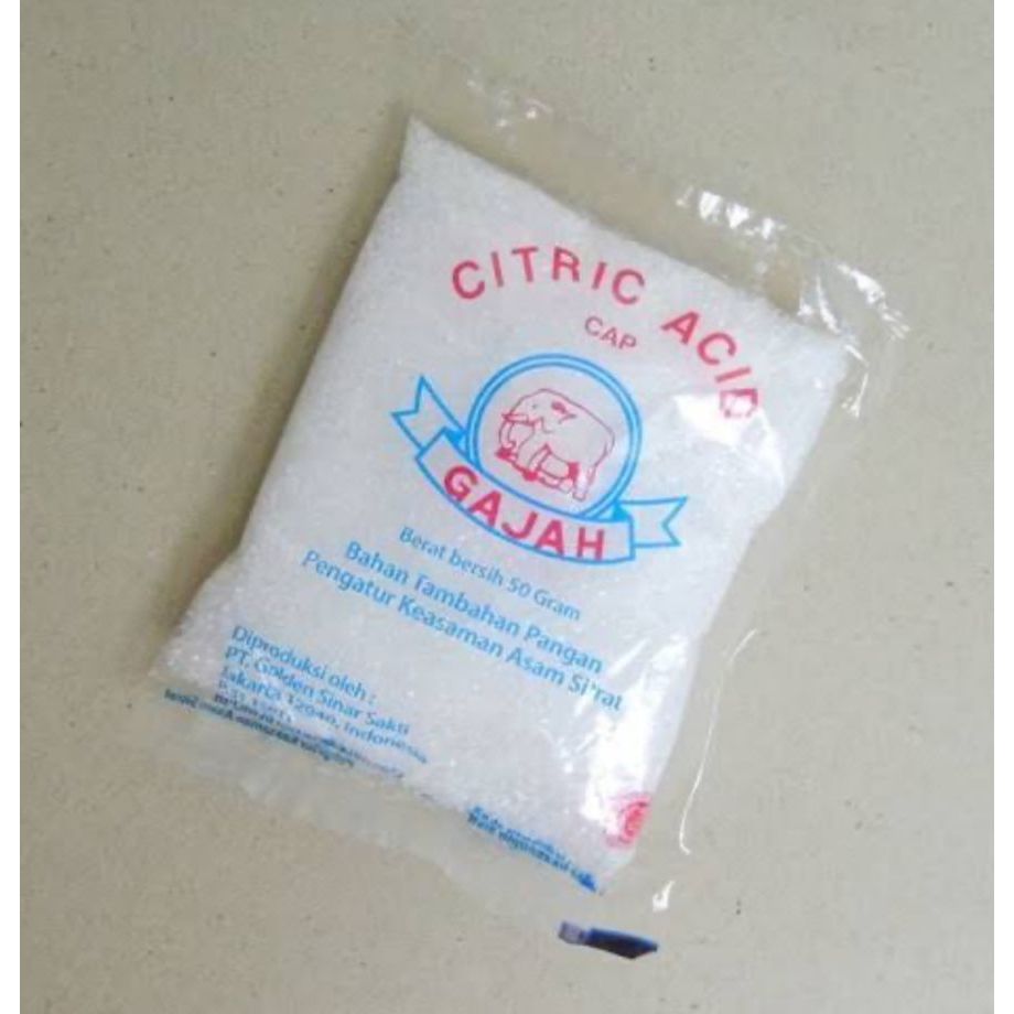 

Citric Acid Gajah 50 gram I 1 dus isi 200 pcs