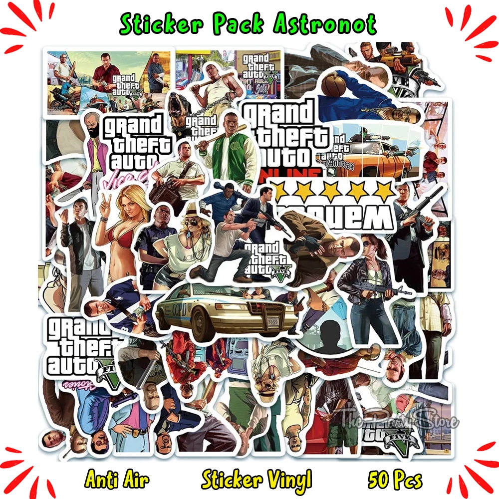 

50Pcs Stiker Vinyl Tahan Air Cool Game GTA untuk Ponsel Laptop Snowboard Bagasi Kulkas DIY Stiker Mainan Anak