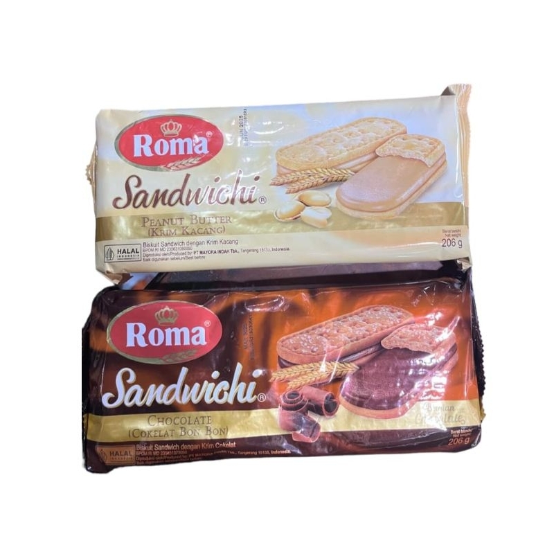 

ROMA SANDWICHI BISKUIT COKLAT / PEANUT BUTTER 206 GR