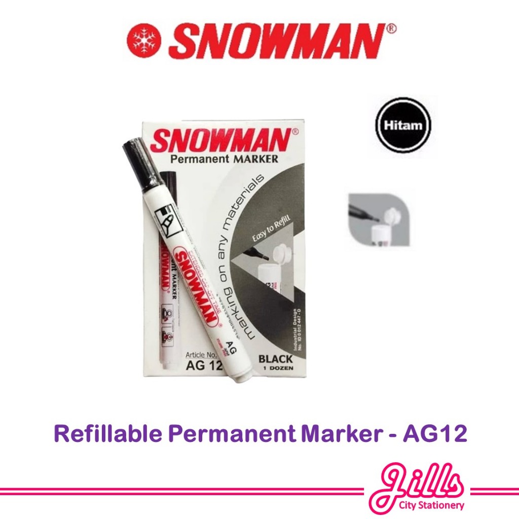 

Snowman Spidol Permanen Refillable (Bisa diisi ulang) AG12