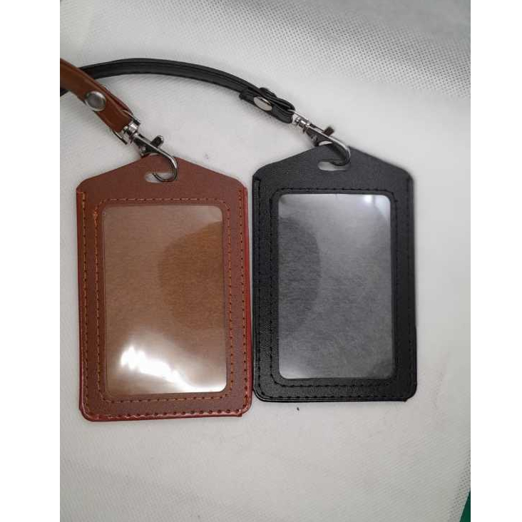 

Name Tag ID Card Holder PU leather Lanyard