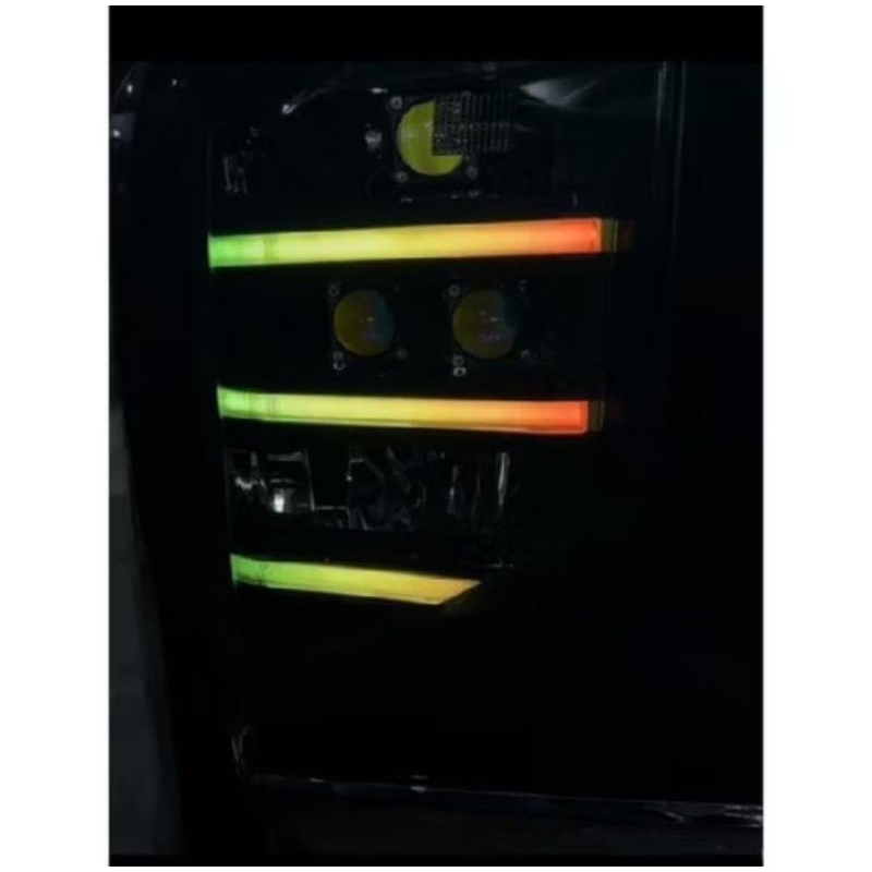 Paketan Foglamp Pajero All New Black housing RGB demon 4 setSlim frame RGB merk Pro7+KUS