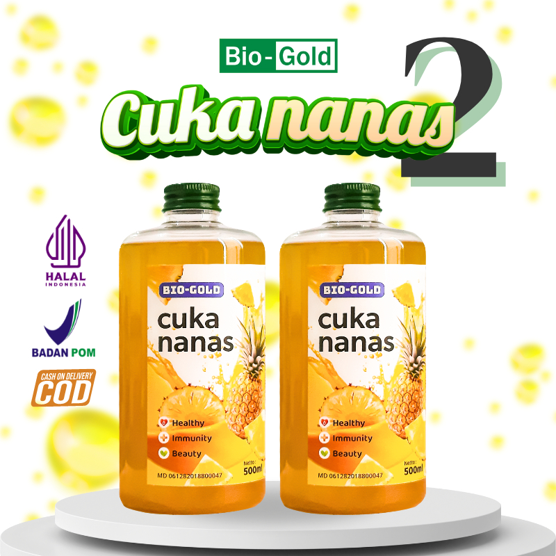 

2 Botol Cuka Nanas Bio Gold Fermentasi Alami Turunkan Kadar Gula Darah & Mendukung Kesehatan Kulit