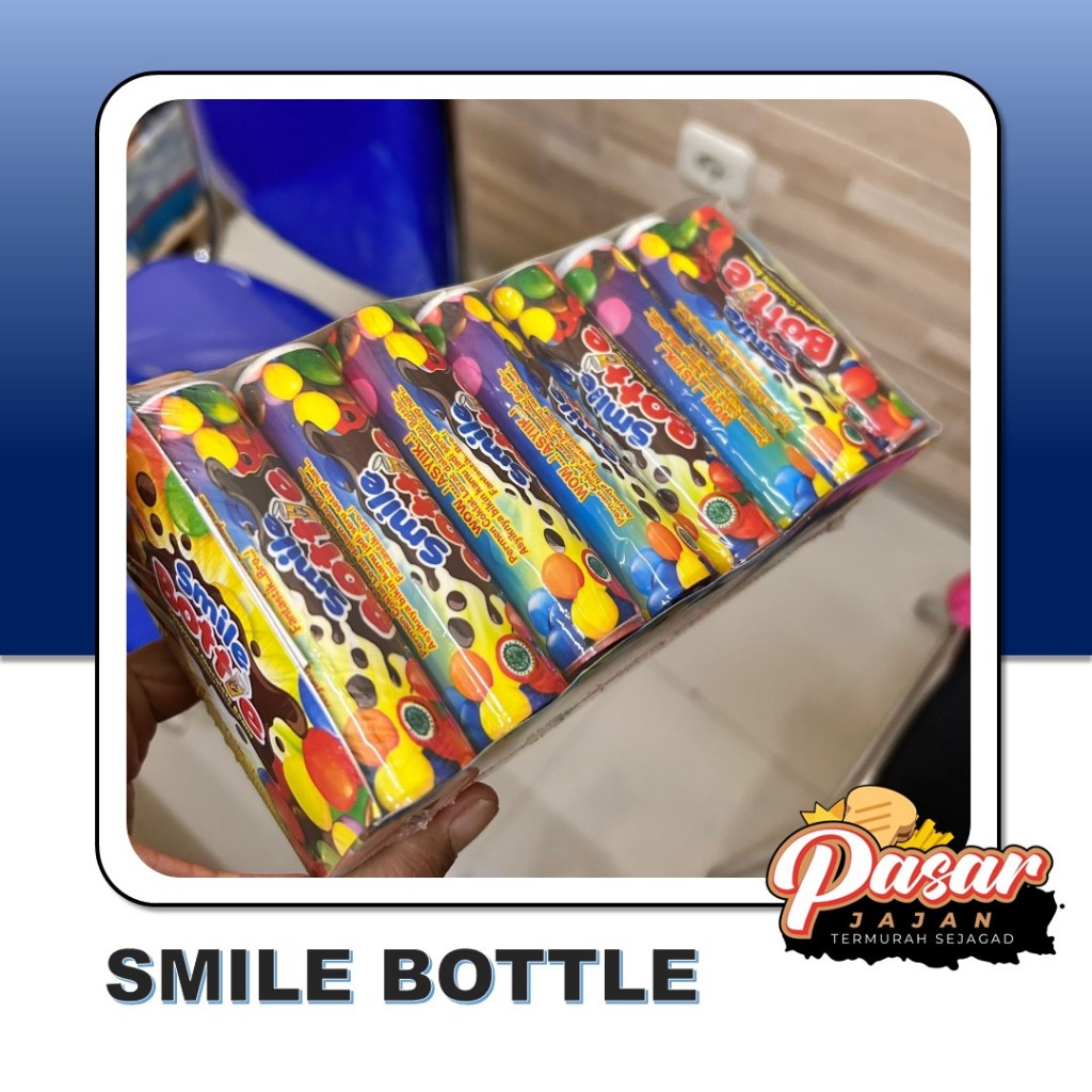 

Smile Bottle Coklat Butir Aneka Warna dalam Botol Per Box isi 24 Bottle