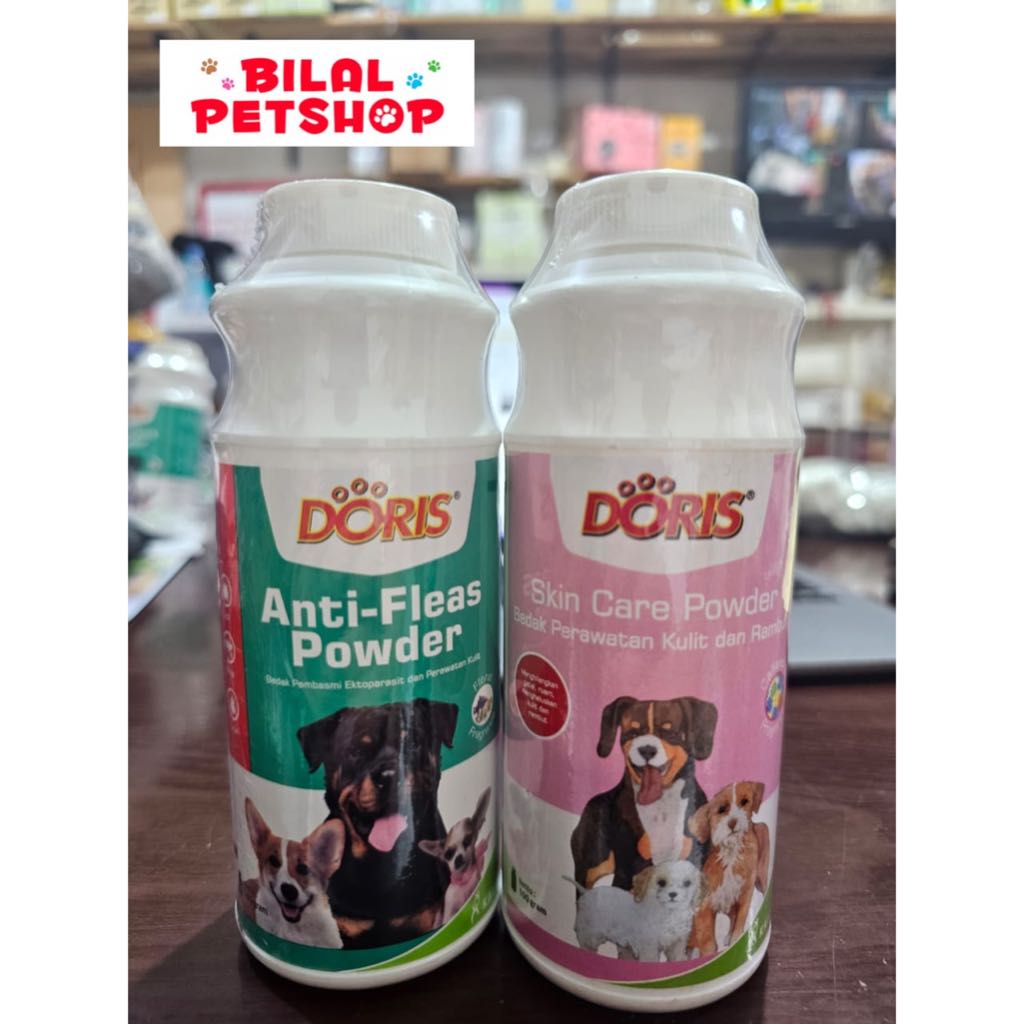 Bedak Doris Kutu Dan Perawatan Kulit 100gr Untuk Anjing Dewasa Dan Puppy Anti Fleas Skin Care