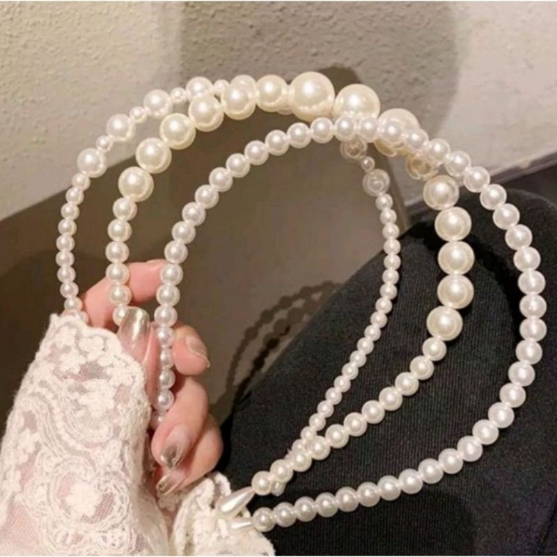 𝐒𝐲𝐚𝐟𝐢𝐫𝐚 - Bando Mutiara PUTIH / WARNA WARNI Pearl Fashion Korea Bandana Headband Rambut Import