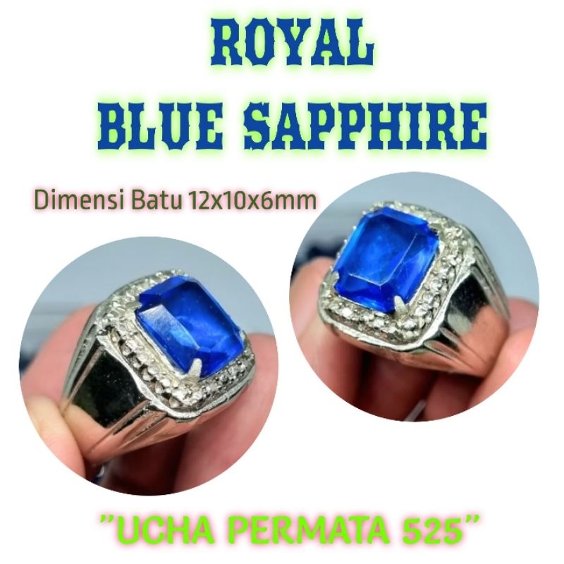 cincin royal blue safir kotak cutting  / batu akik permata blue safir