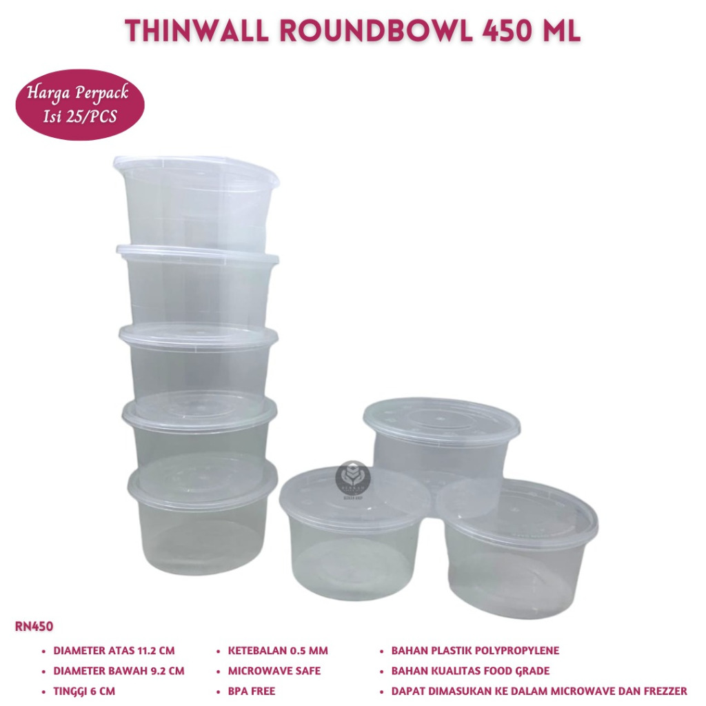 [10 PCS] Thinwall Roundbowl 450 Ml //Thinwall Bulat 450 Ml //RN450