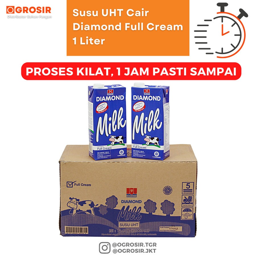 

Susu UHT Diamond 1 Liter Full Cream Khusus Instant/Sameday