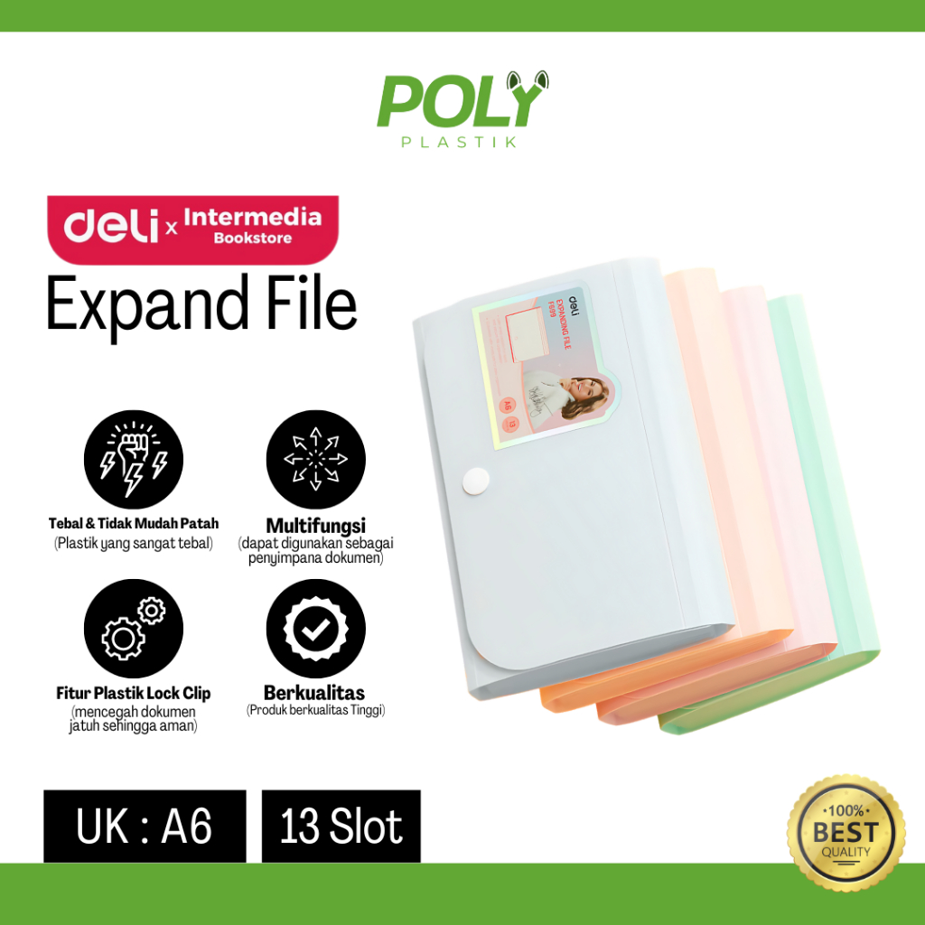 

Deli Expanding File A6 13 Pockets Pembagi Dengan Tab Index Untuk Pengaturan yang Lebih Mudah CF699