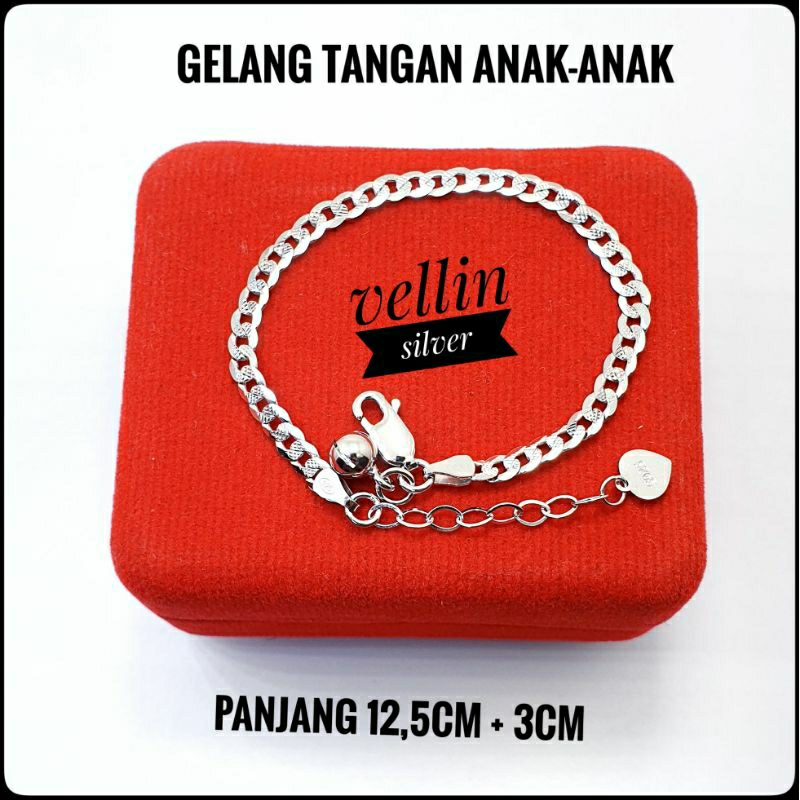 Gelang Tangan Anak Perak 925 Asli Lapis Emas Putih - Gelang Anak Balita Silver 925